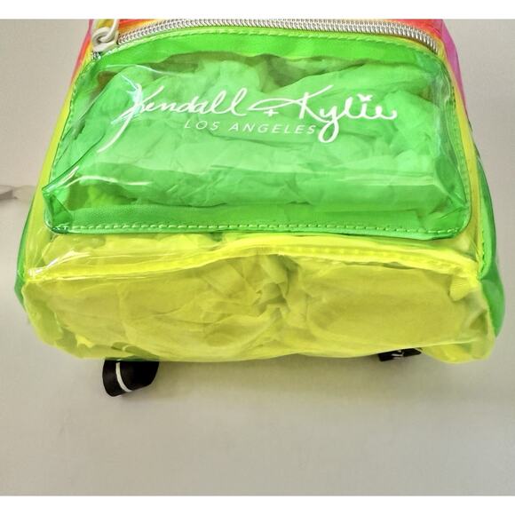 Kendall + Kylie Clear Neon Mix Adjustable Straps Concert Festival Mini Backpack - Picture 10 of 11